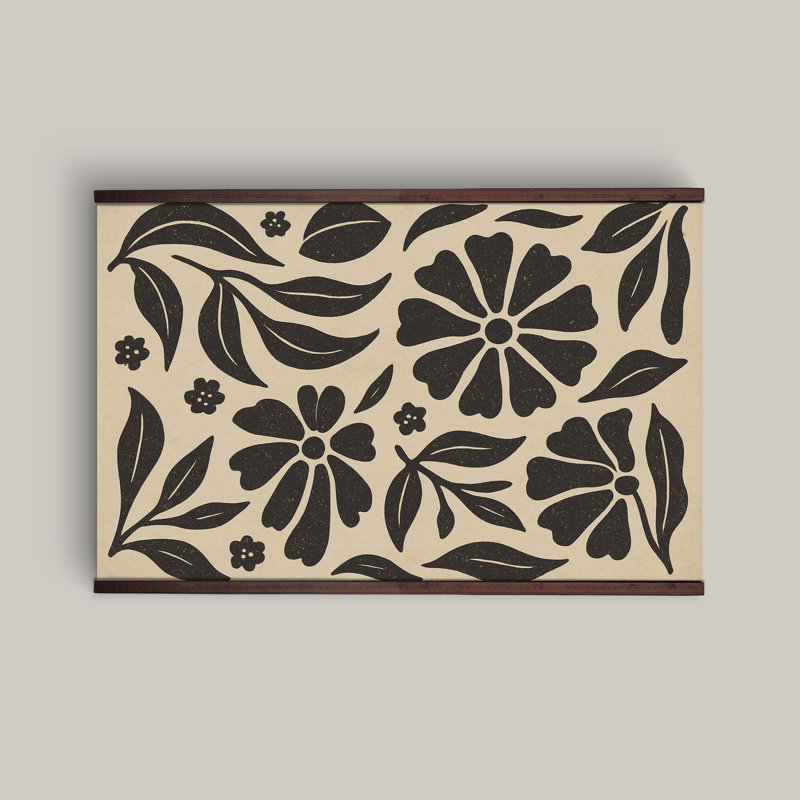 Très grande tapisserie murale moderne en toile à motif floral, H 40 po x l 60 po