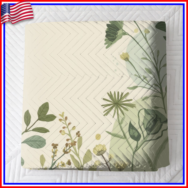 Couvre-lit matelassé Botanical Floral Illustration, King