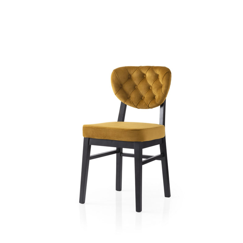 Ensemble de chaises élégantes (2 pièces), noir et moutarde, 18,5 po x 34,6 po x 20,5 po | Structure 100% hêtre, siège en panneau de particules recouvert de mélamine, dossier en contreplaqué | Conception moderne, capacité de poids de 385 lb, parfaite pour les espaces de salle à manger et de vie