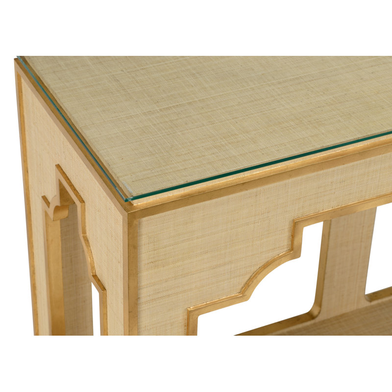 The Sensual Side Of Sleek Console Table, 34.25" H x 72.3" W x 16.5" D, Cream/Gold Leaf