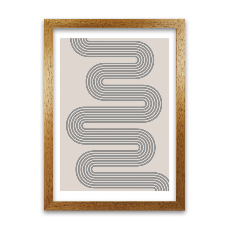 Twisty Lines Neutral Original - Print, 42cm H x 30cm W x 3cm D, Oak Frame