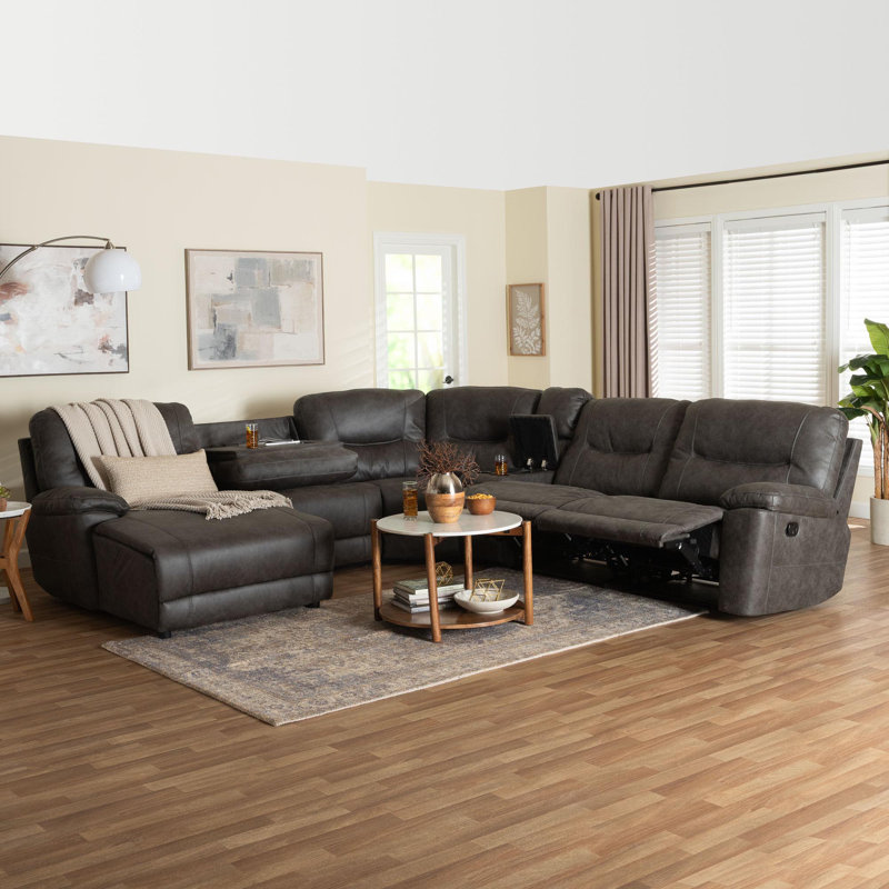Canapé modulaire inclinable 6 pièces avec méridienne Baxton Studio Mistral