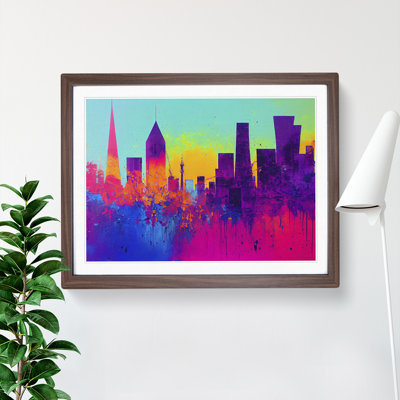 Splashed Skyscraper Skyline Vol.5 Abstract - Framed Print