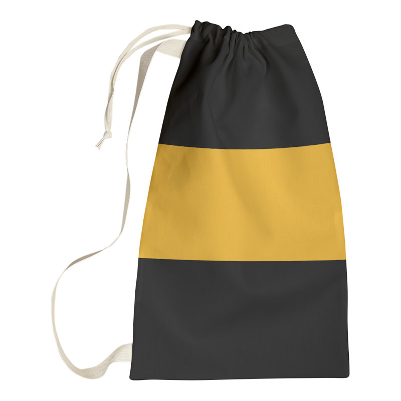 Fabric Laundry Bag with Handles, 36" H x 28" W x 1.5" D, Black/Pittsburgh Gold/Black