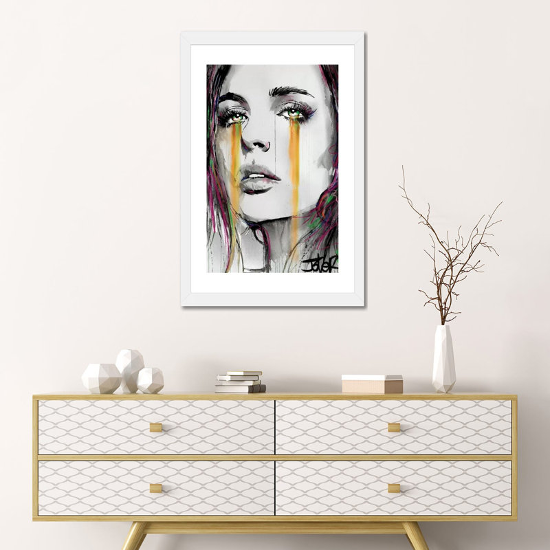 « Streams » par Loui», reproduction d’art, H 24 po x l 16 po x P 1 po, Papier encadré blanc, Blanc