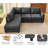 100" Modern L-Shaped Convertible Sectional - Chenille Upholstery & Solid Wood Frame-542070259