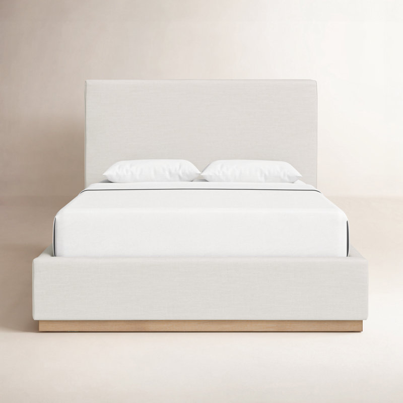 Citori Upholstered Panel Bed, Queen, Cream Linen Textured Fabric