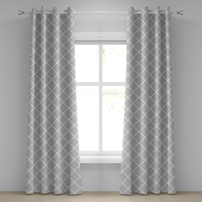 Red Barrel Studio® Geometric Grommet Curtain Decorative 2-Panel Window Drapes, 50"x72", White