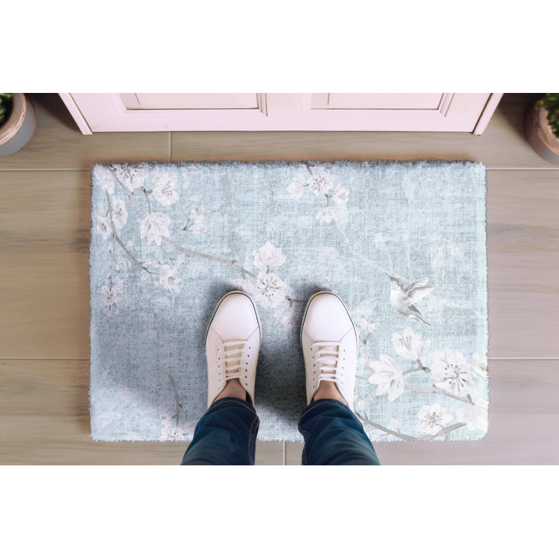 Floral Area Rug, Sky, Rectangle 9' x 12'