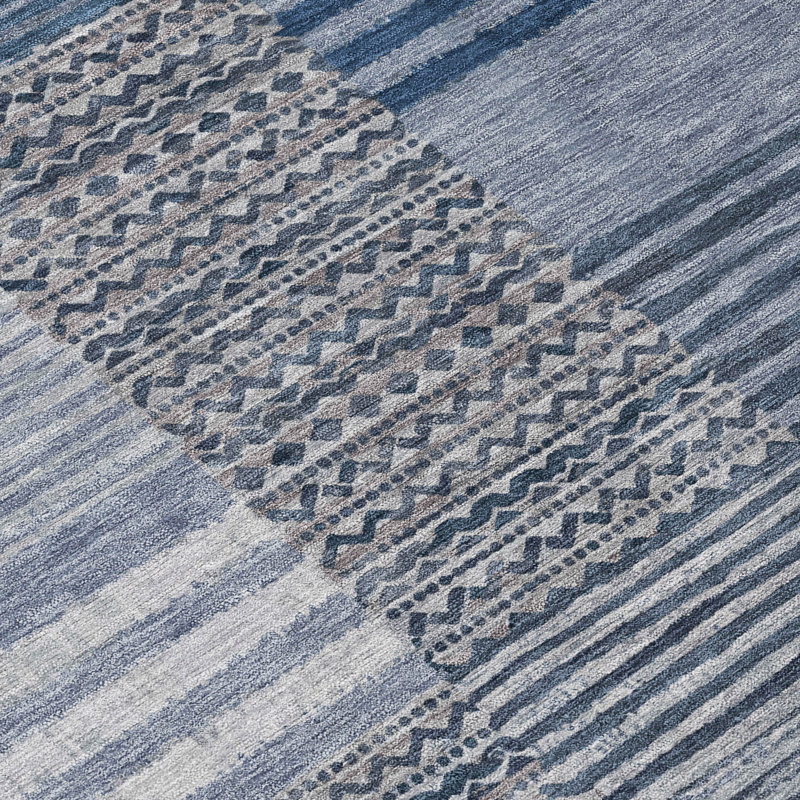 Machine Washable Indoor/Outdoor Chantille ACN2749 Striped Rug, Blue, 9' x 12'