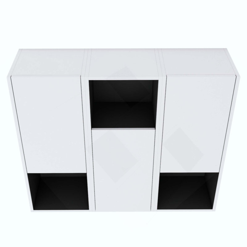 Armoire de salle de bain latérale, 3 portes à fermeture douce, conception à fixation flottante, Blanc