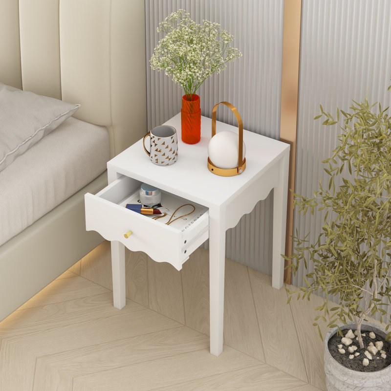 Table de chevet moderne avec tablier ondulé