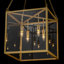 Plafonnier semi-encastré carré moderne Modern Gold, lanterne 4 lumières avec panneaux en verre transparent, hauteur réglable, base E12, homologué ETL