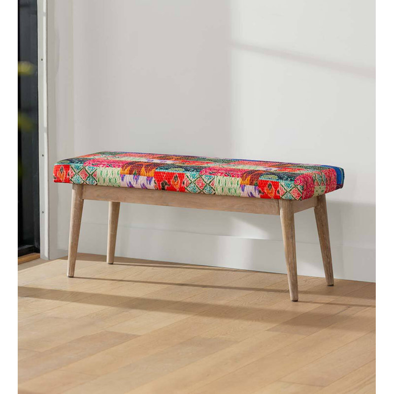 Cotton Blend Upholstered Bench