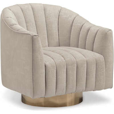 Fauteuil pivotant pivotant à 360 ° Penzlin, beige, pour le salon, la chambre à coucher et le coin lecture