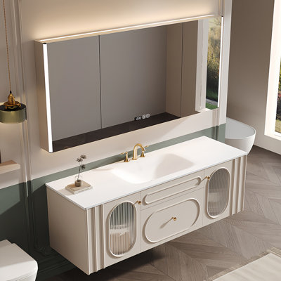 French cream-style smart bathroom cabinet