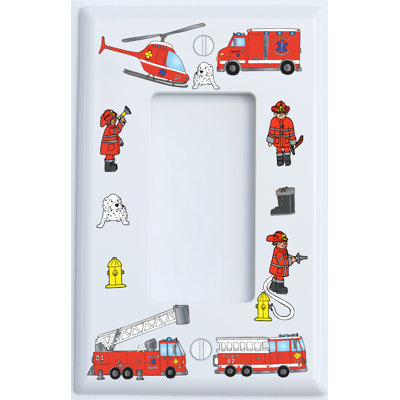 Camion de pompier plaque d'interrupteur à bascule simple et prise de courant couvre les moteurs de feu camion de pompier décoration murale