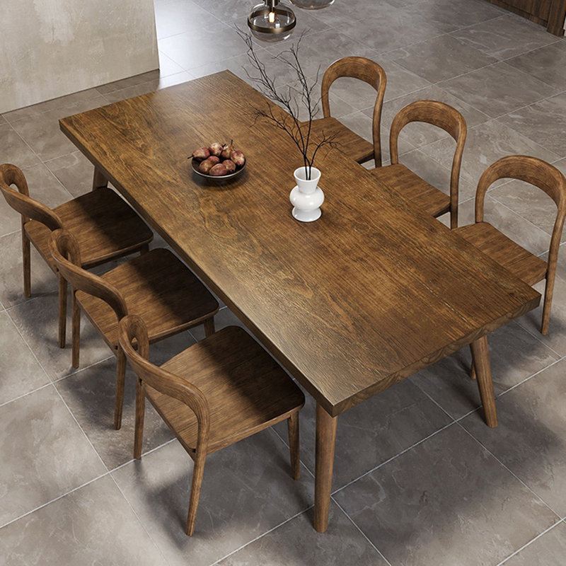 Marwa 6 - Person Pine Solid Wood Solid Wood Top Four Leg Dining Set, 29.53"H x 78.74"L x 31.5"W