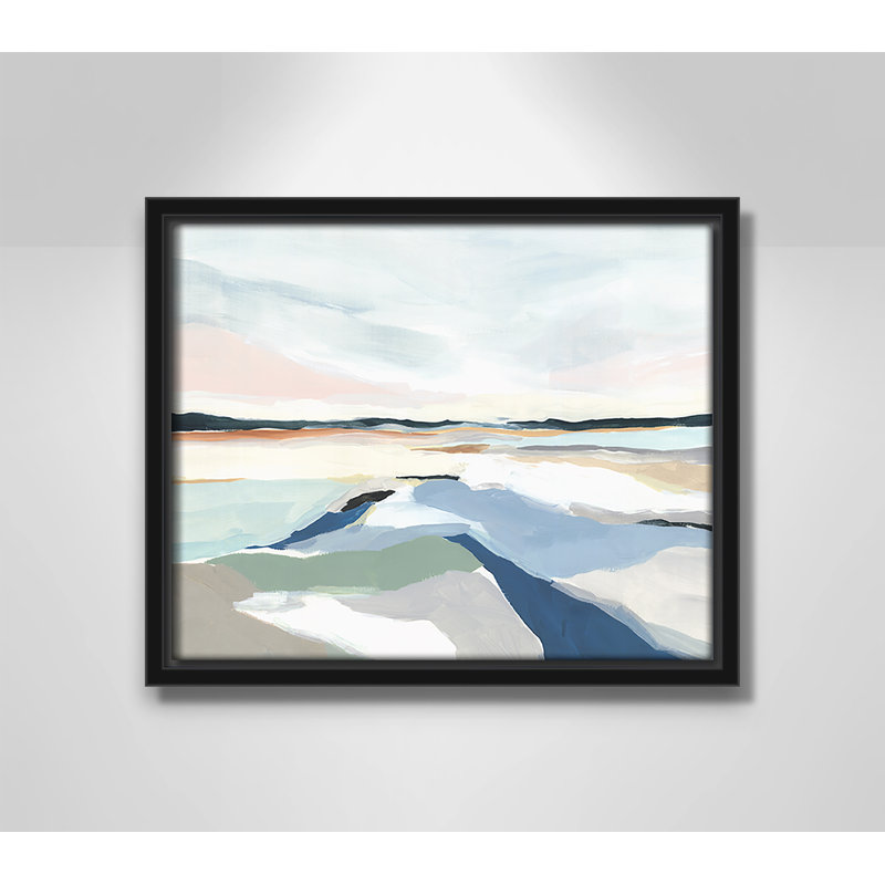 Seaside Day I - Floater Frame, reproduction d'art sur toile, Noir, H 9,5 po x l 11,5 po x P 2 po