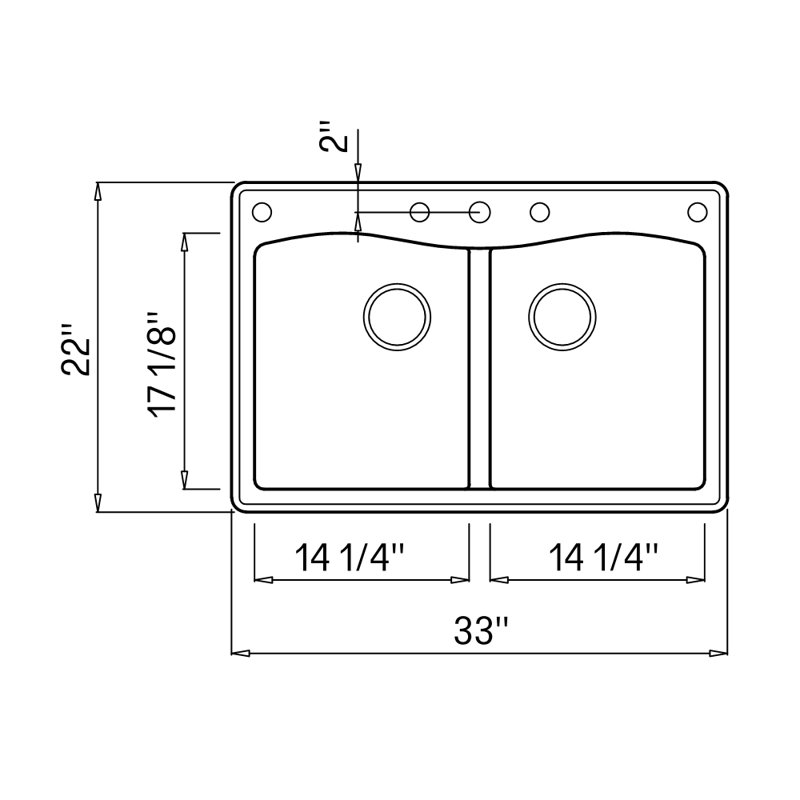 Aversa 33'' L Double Bowl Kitchen Sink, Espresso
