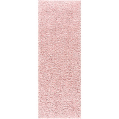 Libero Solid Shag Pink Area Rug