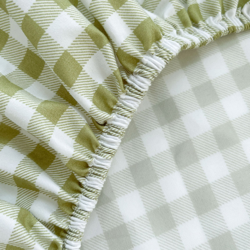 Ensemble de draps en vichy, microfibre prélavée ultra-douce, Ensemble de draps lit simple + 1 taie d'oreiller, Vichy vert
