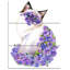 «Cute Cat with Blue Flowers», ensemble de 3 toiles tendues