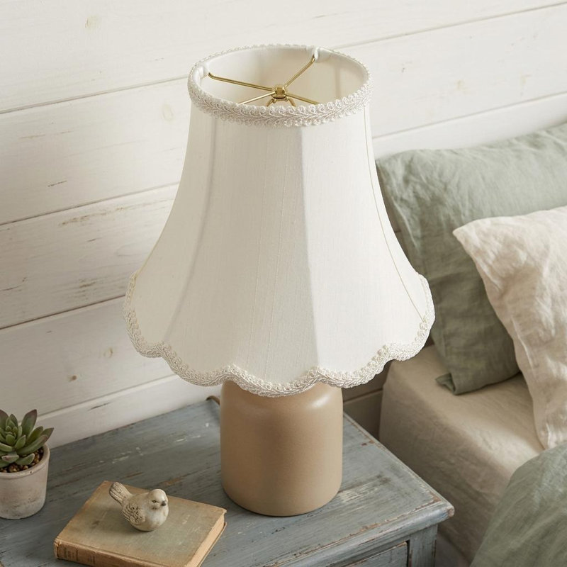 White Monay Shantung Silk Bell Lamp Shade
