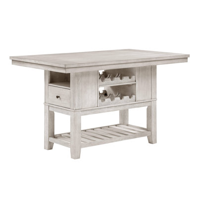 Table à hauteur de comptoir moderne avec 2 tiroirs, porte-bouteilles, étagères de rangement, meubles de salle à manger, 1 pièce