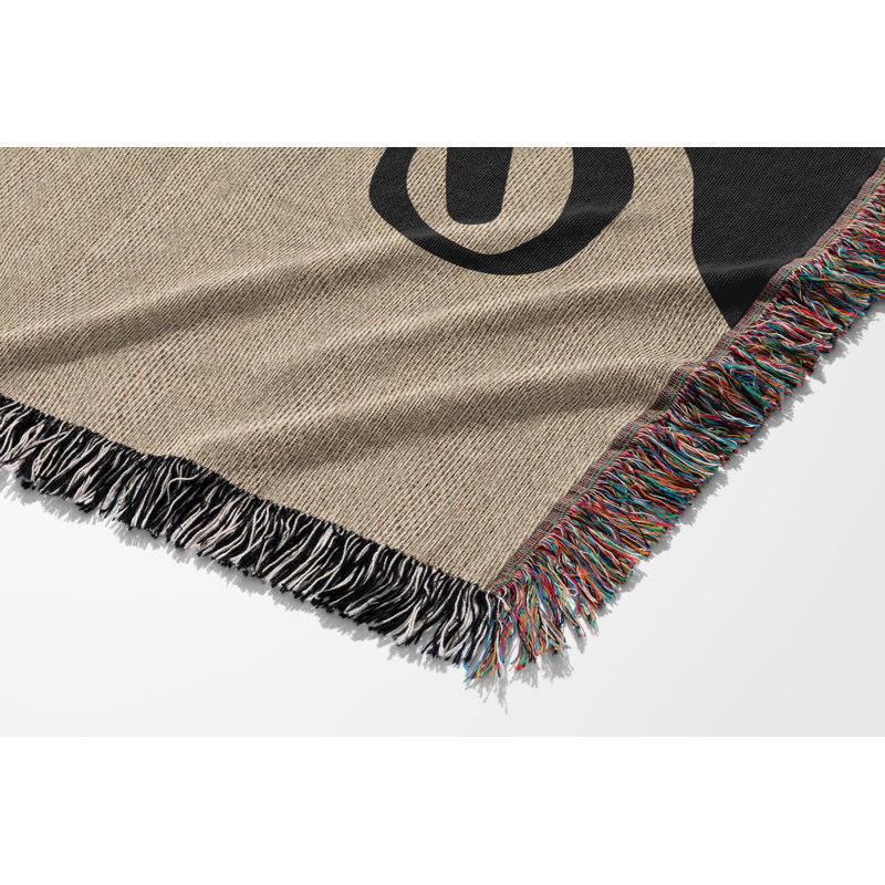 Couverture 100% coton African Tribal, Noir / Beige, Simple