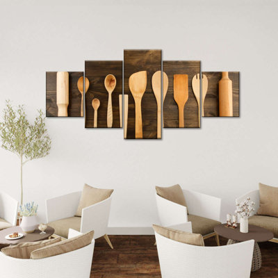 Ustensiles de cuisine en bois - Ensemble de 5 toiles tendues
