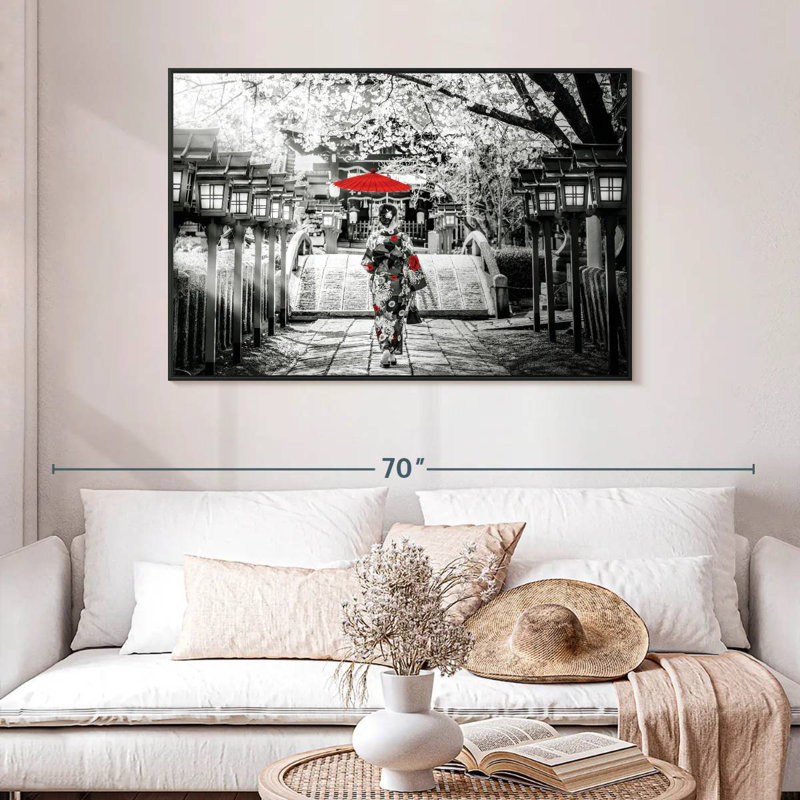 Geisha Pop, 46 po x 31 po, Cadre flottant noir