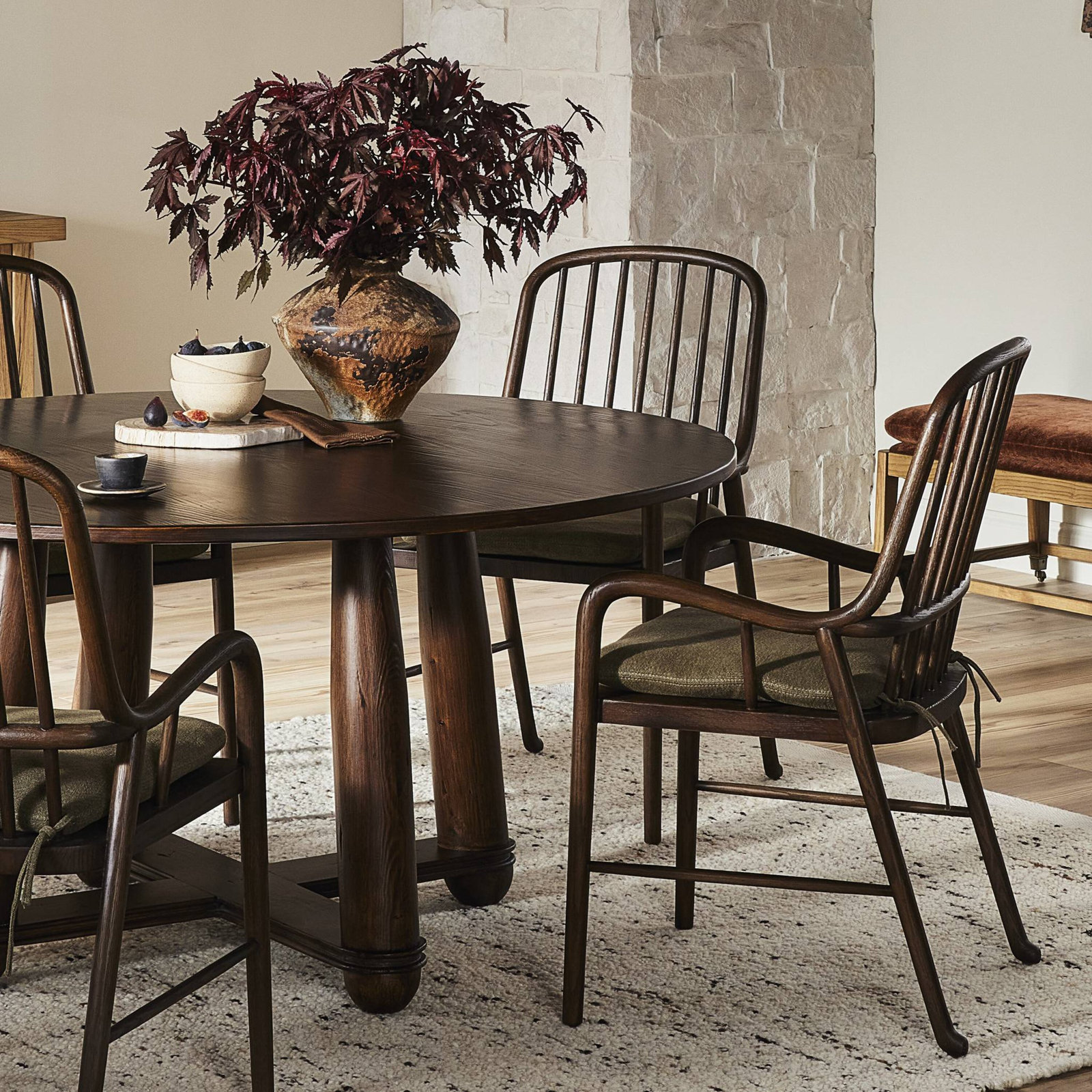 Brenna Oak Armchair, Broadway Olive