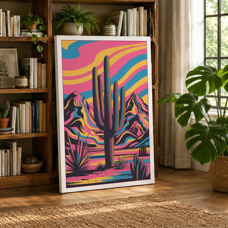 Desert in Motion Boho 1 Piece Wrapped Canvas Wall Art, 36x24 - 91.4 x 61.0 cm, Cream Border