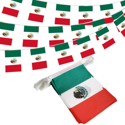 Mexique, États-Unis, drapeaux de fanions à cordes 33 pieds 38 drapeaux
