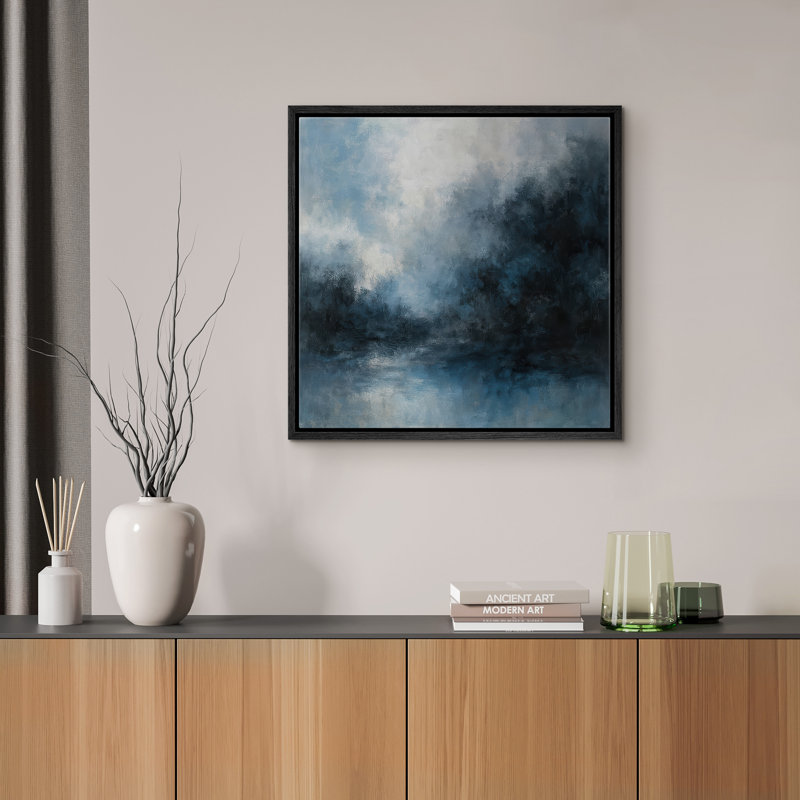 Reproduction d'art abstrait sur toile encadrée pour décoration intérieure moderne, H 16 po x l 16 po, Noir