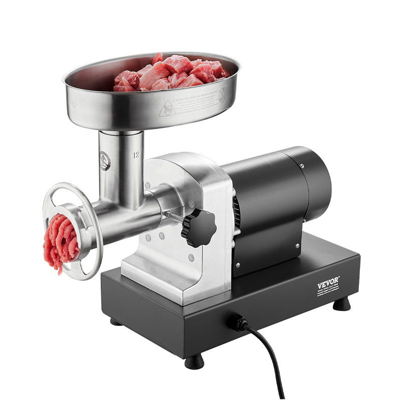 Hachoir à viande électrique de 4 kg/min avec lame, grille de hachage, machine à saucisses, hachoir à viande professionnel en acier inoxydable pour cuisine, restaurant et boucherie.