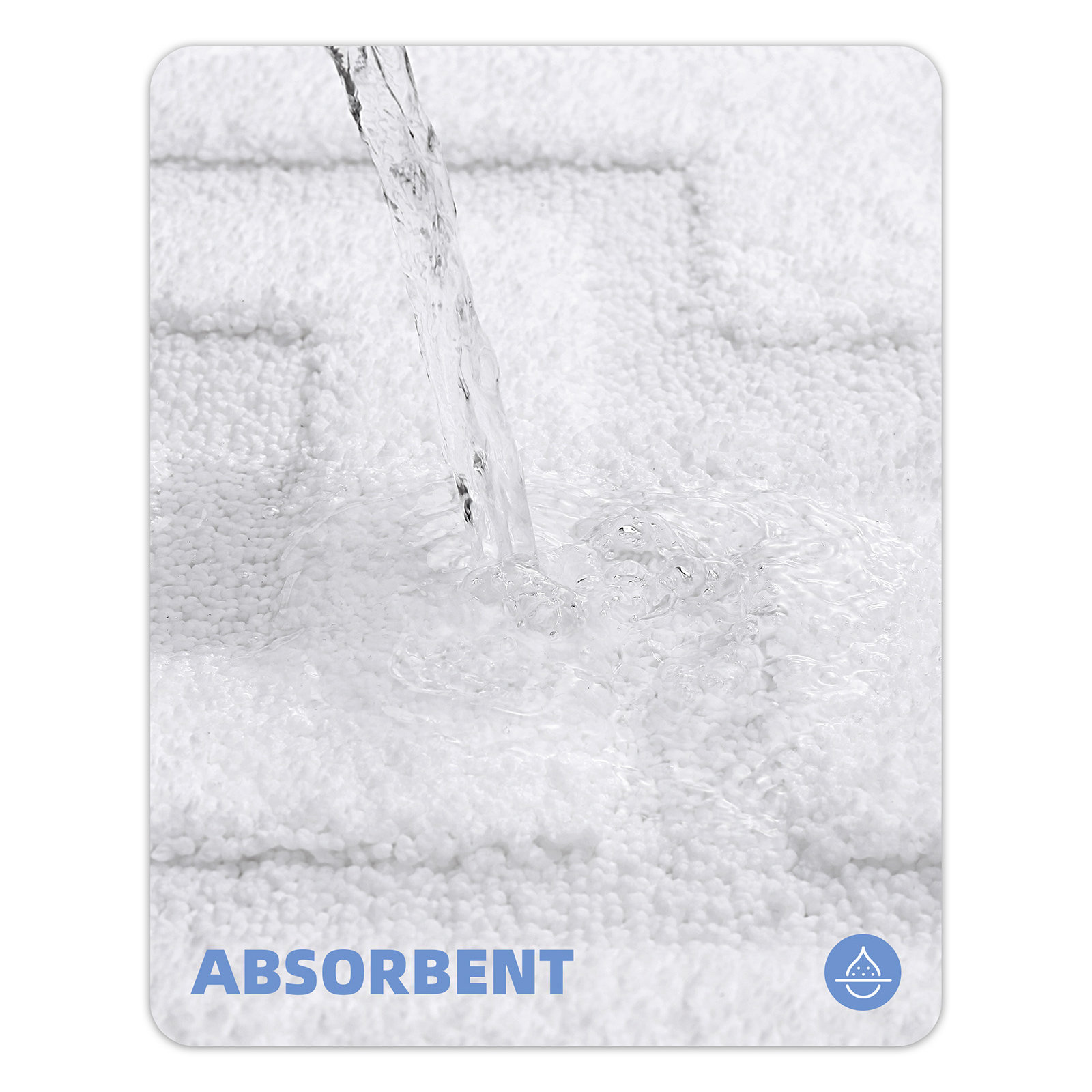 Non-Slip Bath Rug, 20" L x 47" W, White