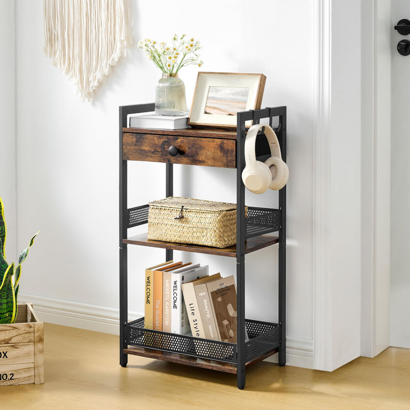 29cm W Steel Shelving Unit, Brown/Black