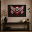 Art mural sur toile gothique à crâne ailé avec mains rouges d'Halloween-1189036295