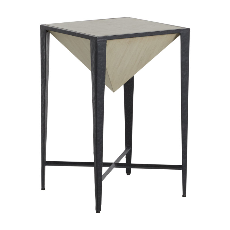Elway Black and White Square Wood Metal End Table