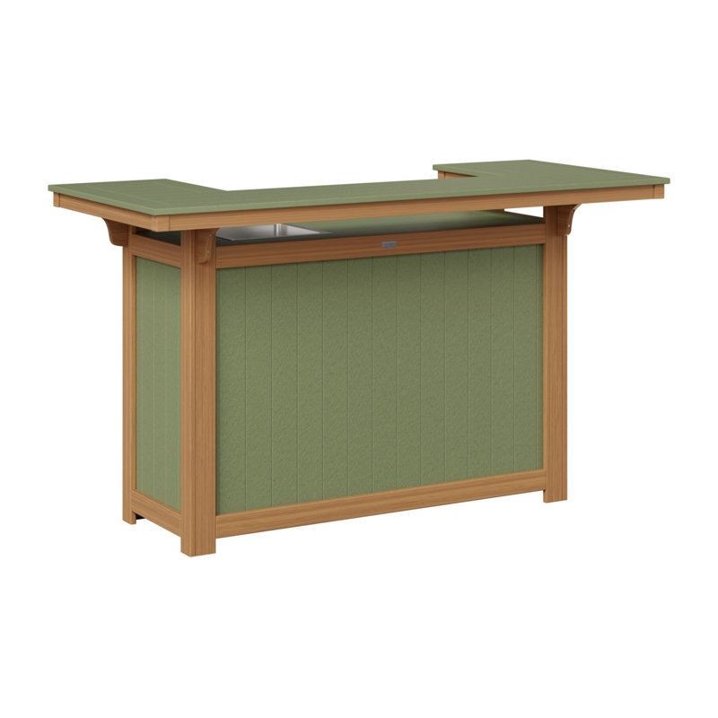 Outdoor Rectangle Bar Table, Sage, Natural Teak