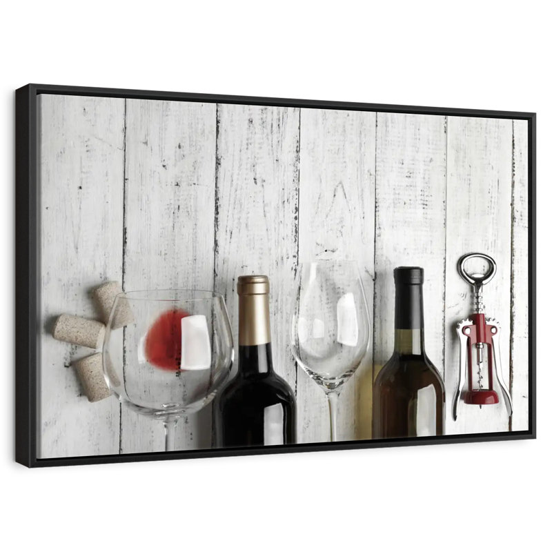 Dégustation de vin, 46 po x 31 po, Cadre flottant noir