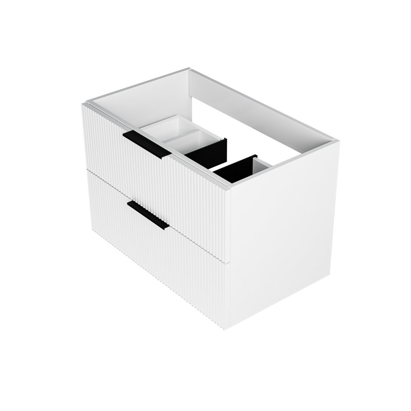 30 Inch White Bathroom Vanity Without Sink, Two Drawers Storage Strategy, Guide Rail Functionality Range, Easy To Clean Finish Quality Wall Mounted Vanity, Function, Feature, Save Space Advantage