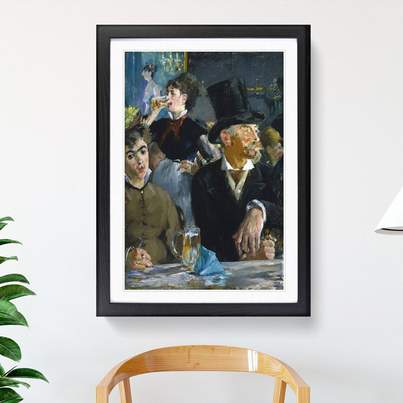 At the Cafe by Edouard Manet - Picture Frame Painting, Black, 90cm H x 65cm W x 2cm D