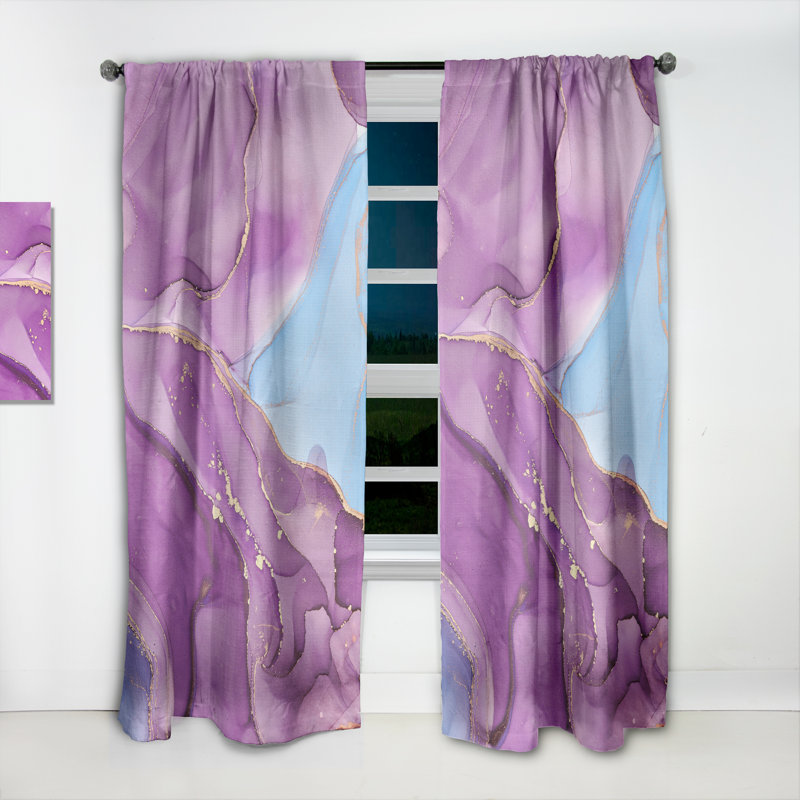 Pink And Purple Abstract Liquid Art II - Modern Curtain Panels