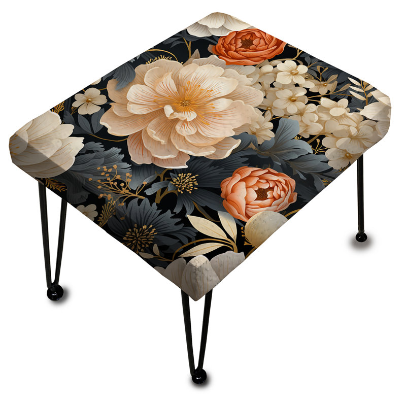 Repose-pieds blanc avec pivoines blanches Collage Cottage