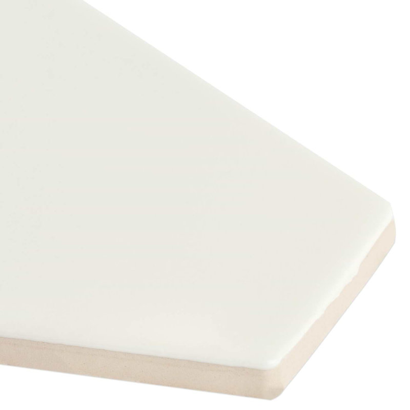 Manchester 4x8 Hexagon Glossy Ceramic Tile, Vanilla Off White