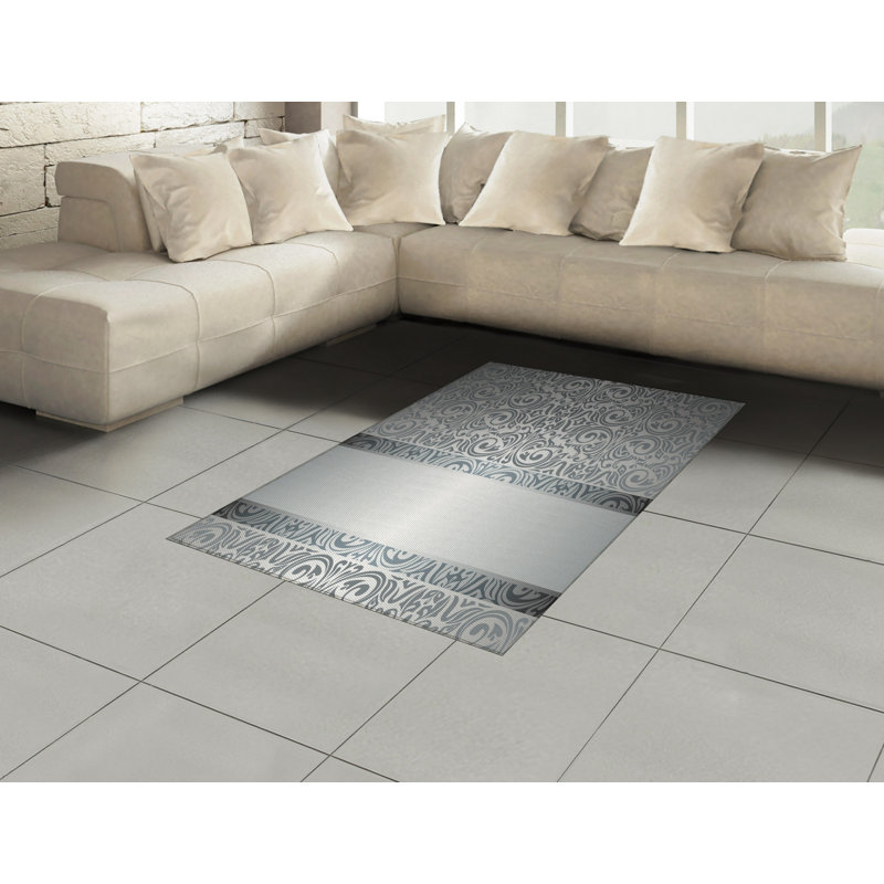 Tapis décoratif en fibres de polyester à haute densité Damask, Rectangle 2 pi 7 po x 5 pi