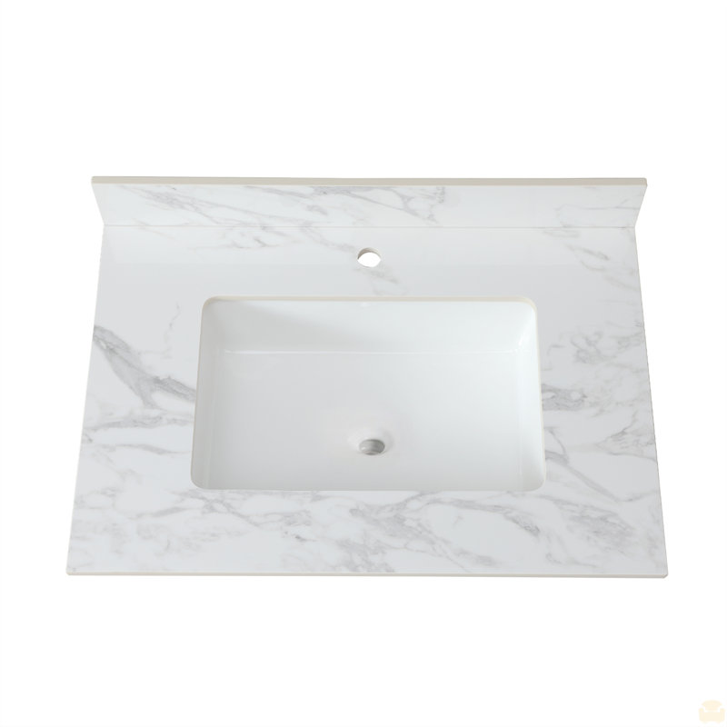 31"X22"Bathroom Vanity Top,Sintered Stone Carra White Barthroom Vanity Sink Tops With Rectangular Undermount Ceramic Sink ( only Bathroom Vanity Top ) 
